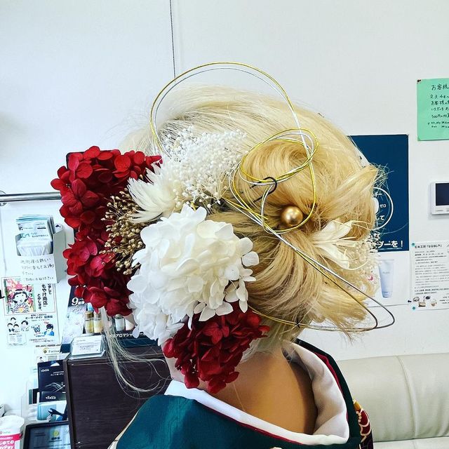 成人式の前撮りのヘアセットの画像